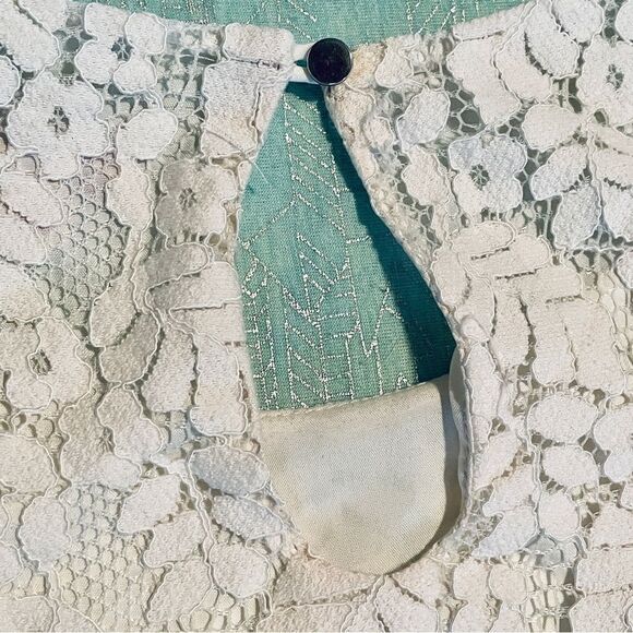 MERONA butterfly sleeve floral lace overlay top blouse cream color size S - Picture 5 of 13